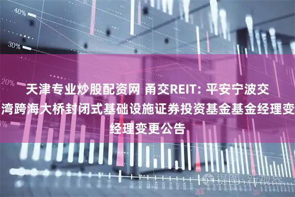 天津专业炒股配资网 甬交REIT: 平安宁波交投杭州湾跨海大桥封闭式基础设施证券投资基金基金经理变更公告